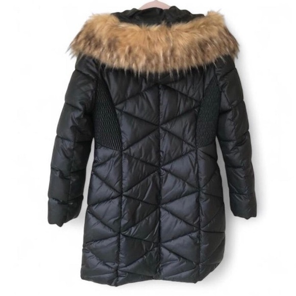 Guess Faux Fur Hooded Long Quilted Winter Puffer Jacket Coat Size M - Picture 3 of 13